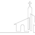 Church One line drawing isolated on white background