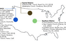 Map: Current church plants by district