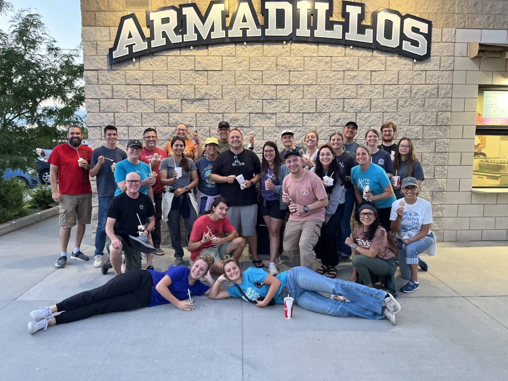 A group stands with ice cream