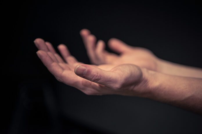 Closeup of Man Hands Outstretched hands