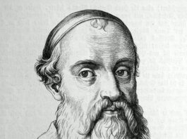 What’s so peculiar about the Mennonite Brethren? Black and white lithographic like portrait of Menno Simons.