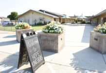 Aliya’s story: My church was Hope Kingsburg Courtyard entry to church with welcome sign.