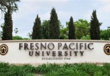 FPU ranked in Top 10 best value private colleges in California Fresno Pacific University campus sign.